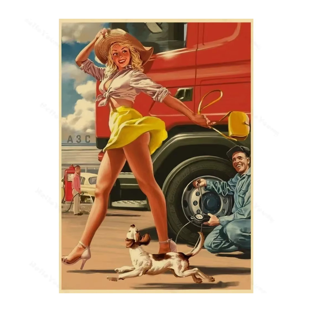 HELLOYOUNG Stalin Era Pin Up Girls Propaganda-Poster im Querformat, mehrfarbiges Vintage Porträt auf Papier zur Wandmontage - Bild 1