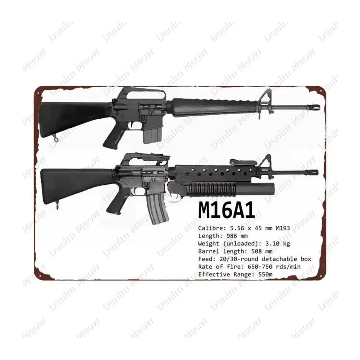 HELLOYOUNG Uzi Vintage Metallschild Waffengewehr Blechschild Dekoration Mehrfarbig - Bild 2