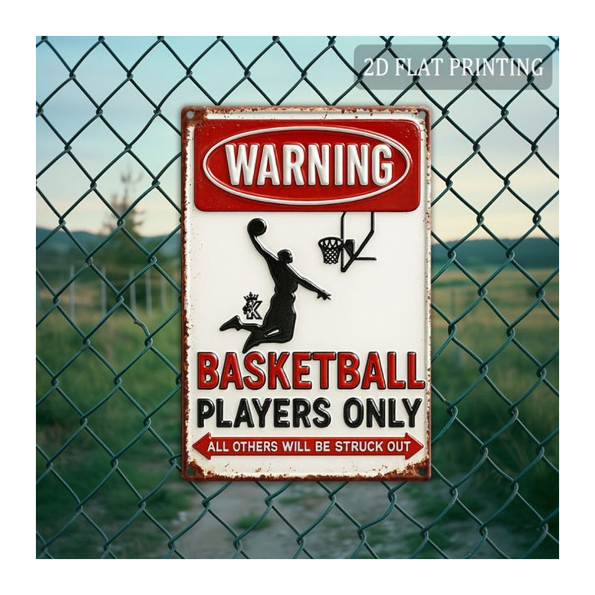 HELLOYOUNG Vintage Basketball Wandkunst aus Metall, Rustikale Sportdekoration Alle andere werden aushöhlen, Mehrfarbig, B: 30,5 cm, H: 30 cm - Bild 1