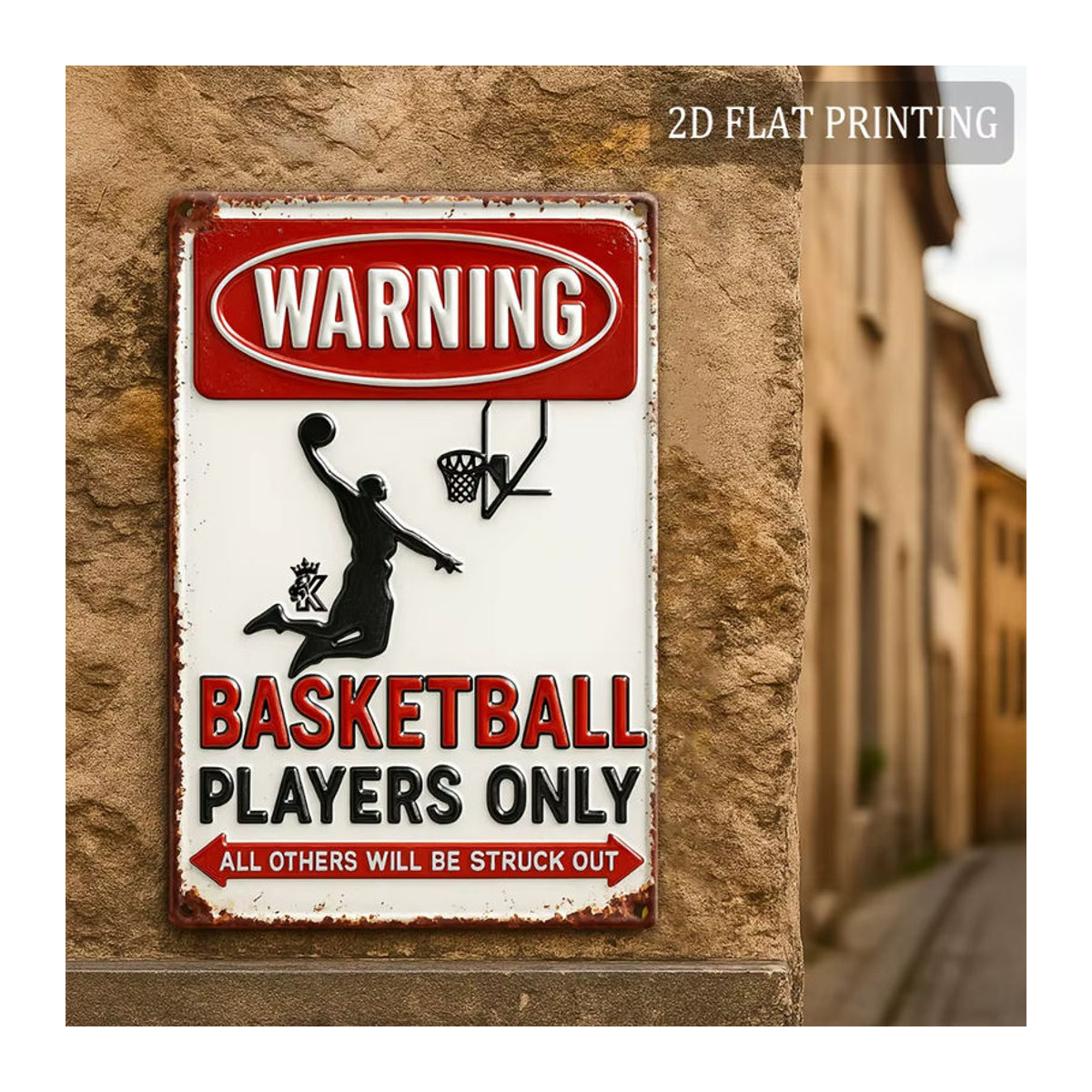 HELLOYOUNG Vintage Basketball Wandkunst aus Metall, Rustikale Sportdekoration Alle andere werden aushöhlen, Mehrfarbig, B: 30,5 cm, H: 30 cm - Bild 2