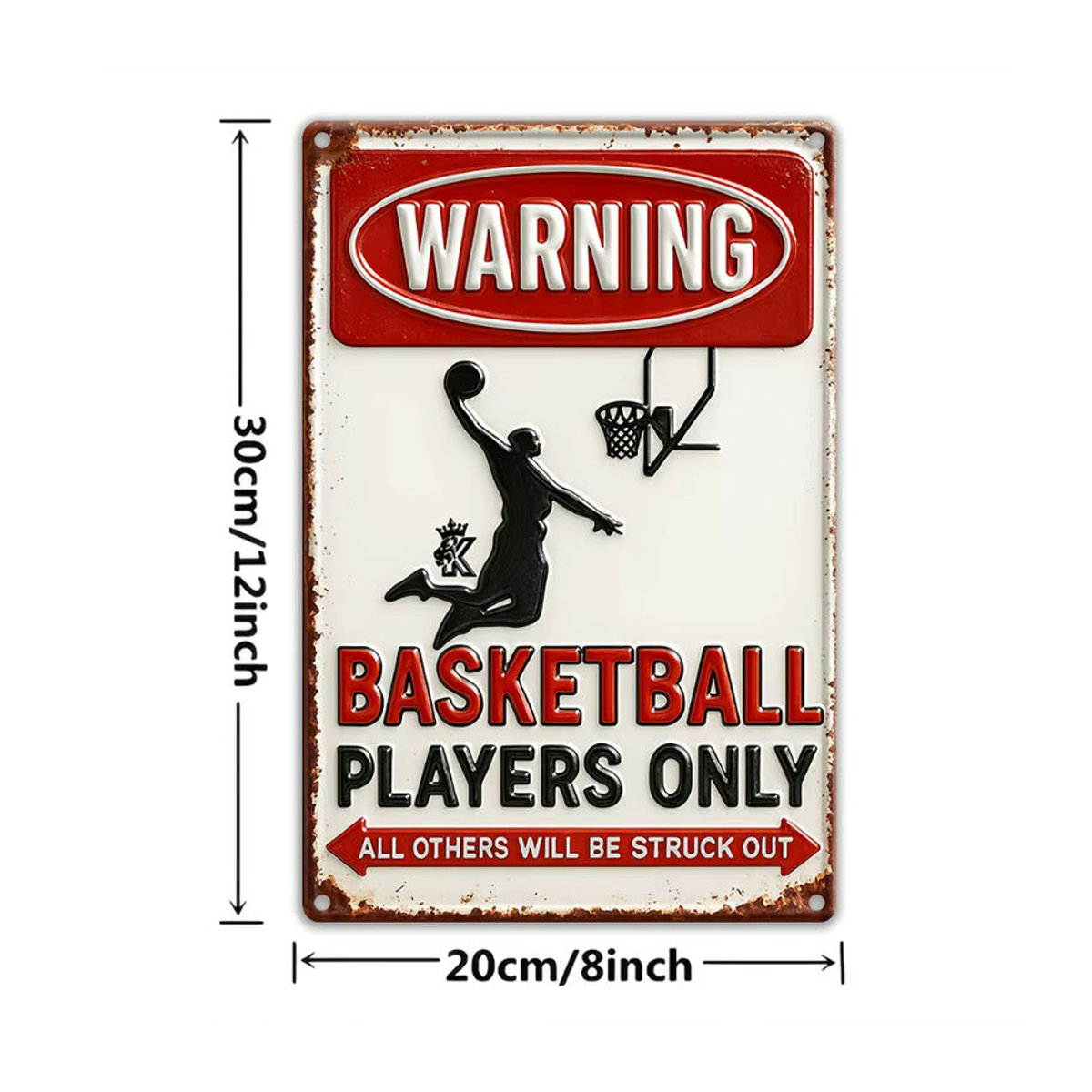 HELLOYOUNG Vintage Basketball Wandkunst aus Metall, Rustikale Sportdekoration Alle andere werden aushöhlen, Mehrfarbig, B: 30,5 cm, H: 30 cm - Bild 3