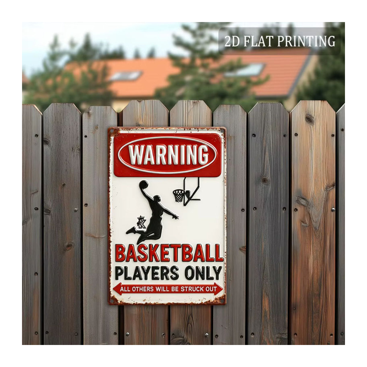 HELLOYOUNG Vintage Basketball Wandkunst aus Metall, Rustikale Sportdekoration Alle andere werden aushöhlen, Mehrfarbig, B: 30,5 cm, H: 30 cm - Bild 4