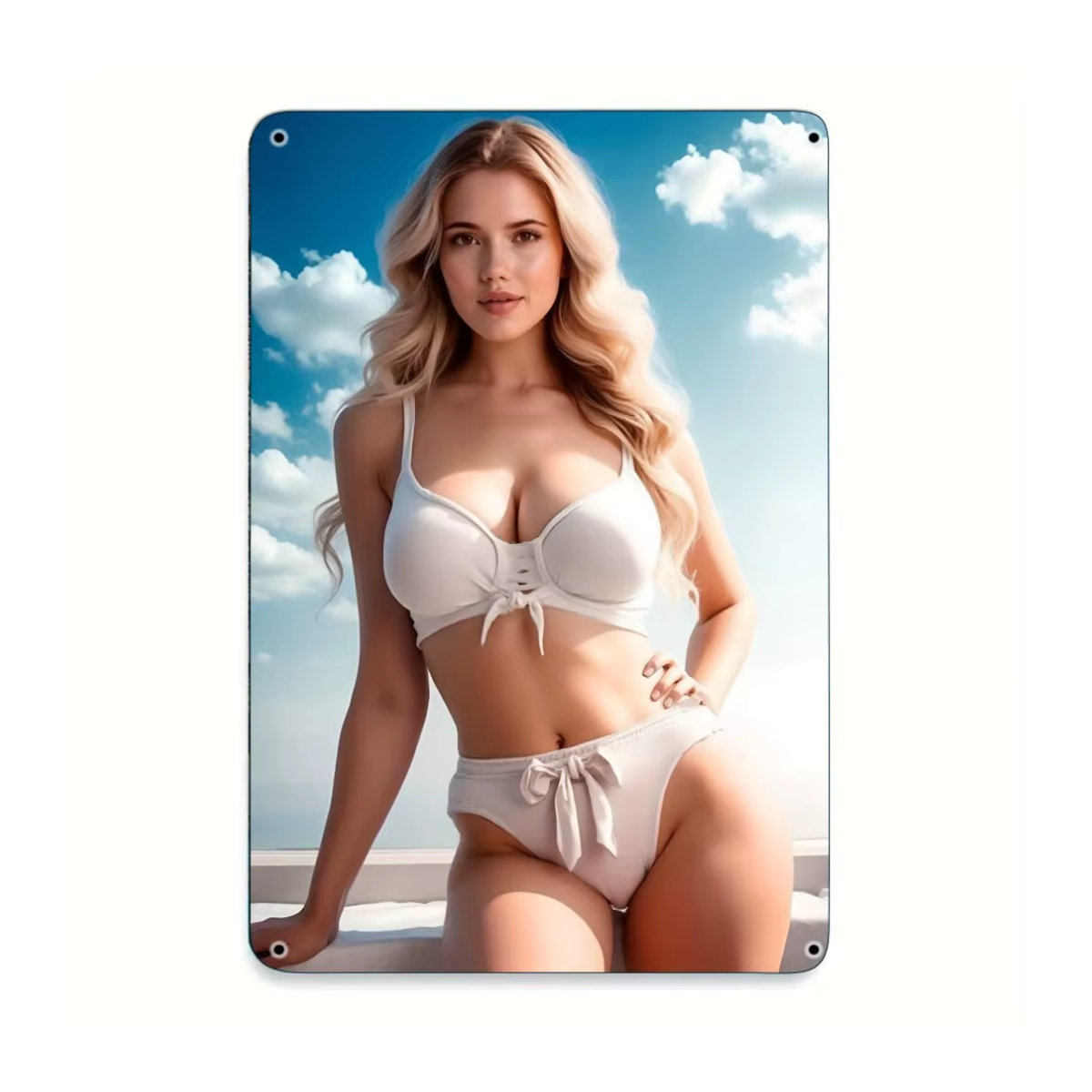 HELLOYOUNG Vintage Bikini-Mädchen Metallschild, mehrfarbig, B/H: 30,5 x 20,3 cm - Bild 4