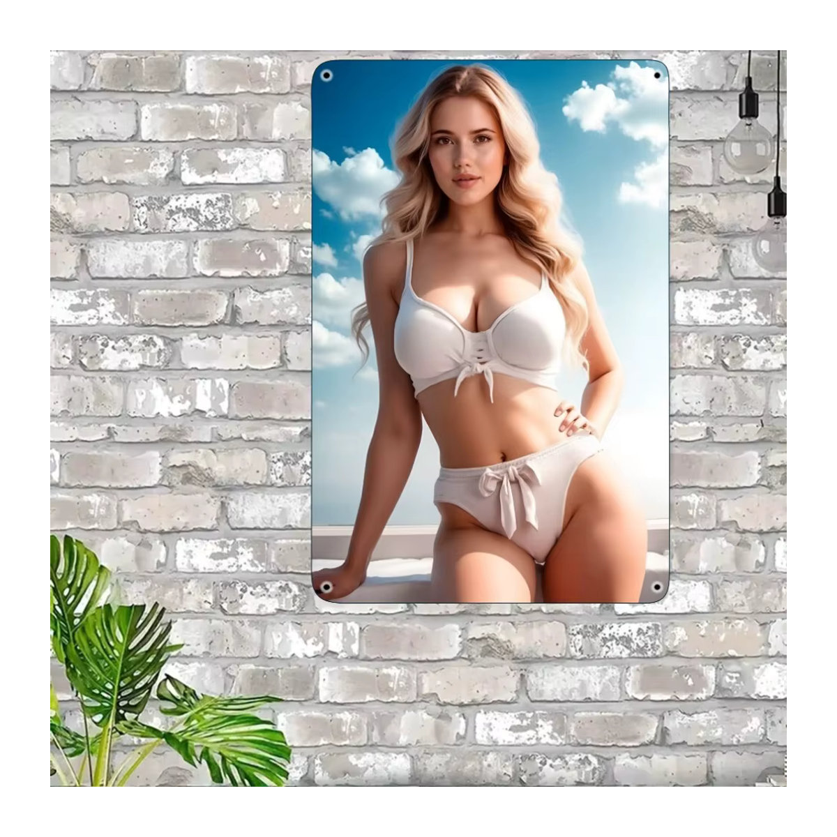 HELLOYOUNG Vintage Bikini-Mädchen Metallschild, mehrfarbig, B/H: 30,5 x 20,3 cm - Bild 5