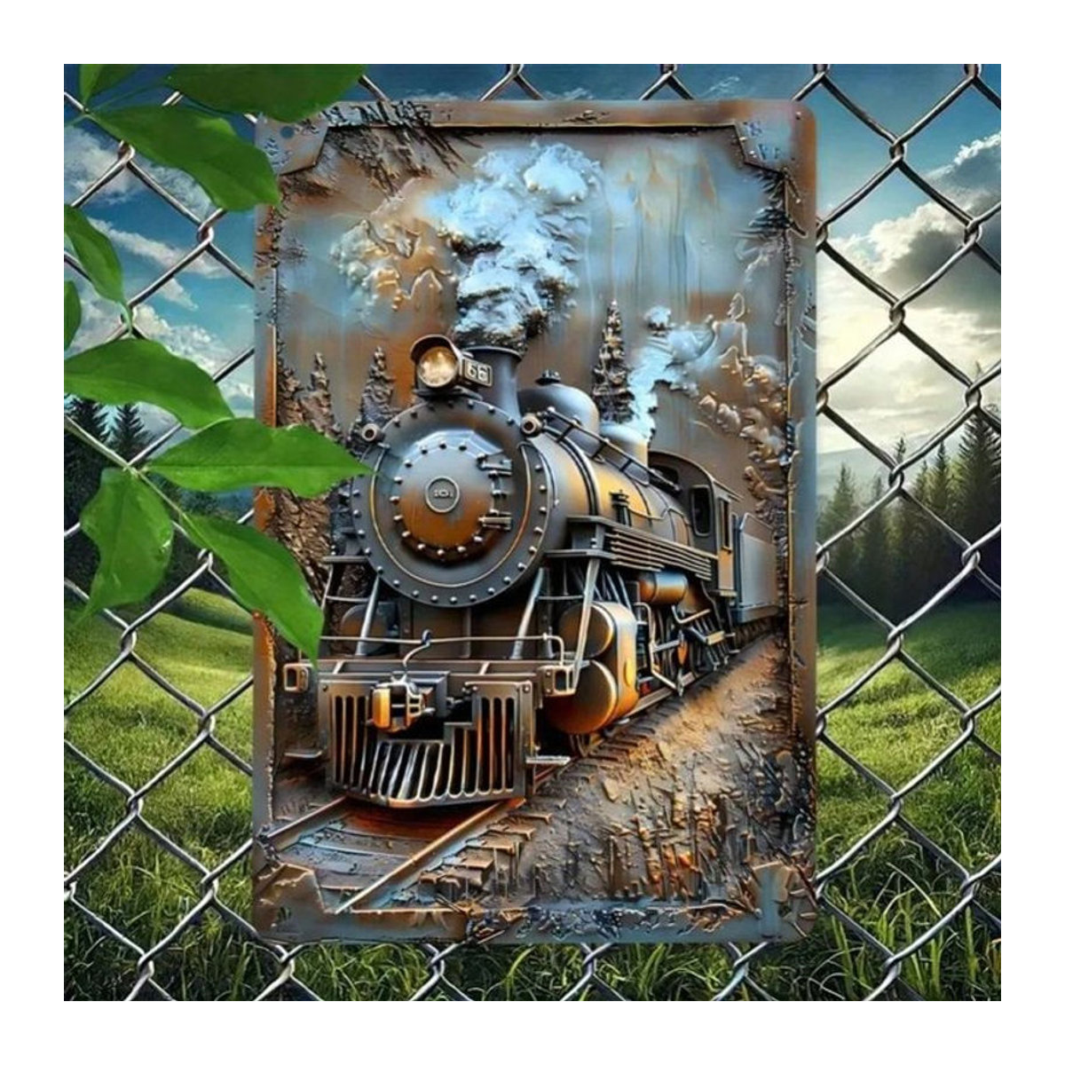 HELLOYOUNG Vintage Dampfzug Dekoration als Retro-Ornament in Mehrfarbig - Bild 1