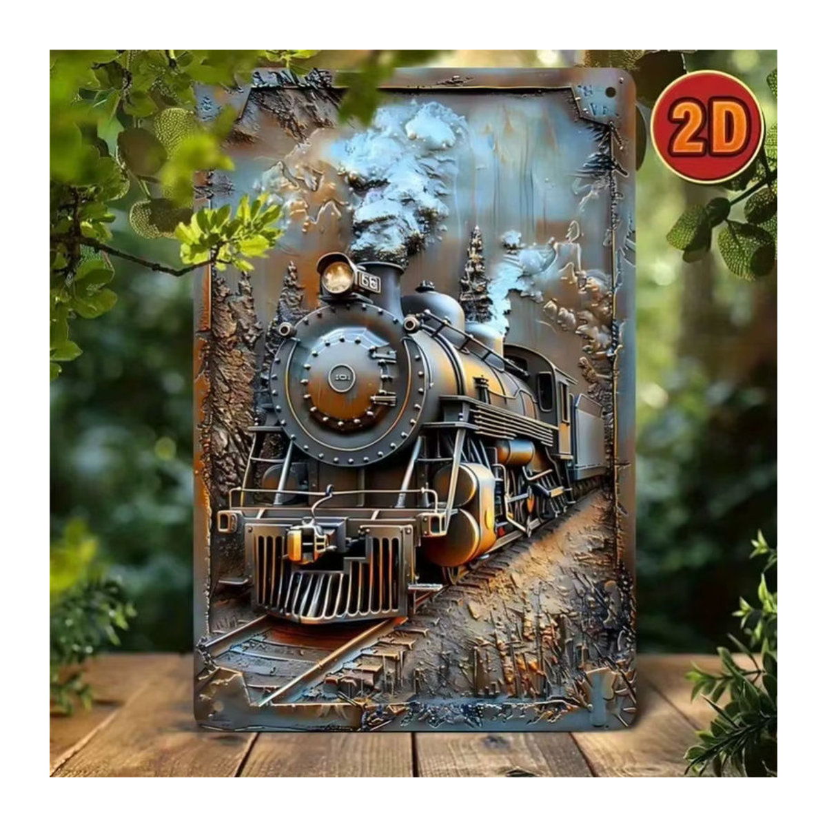 HELLOYOUNG Vintage Dampfzug Dekoration als Retro-Ornament in Mehrfarbig - Bild 2