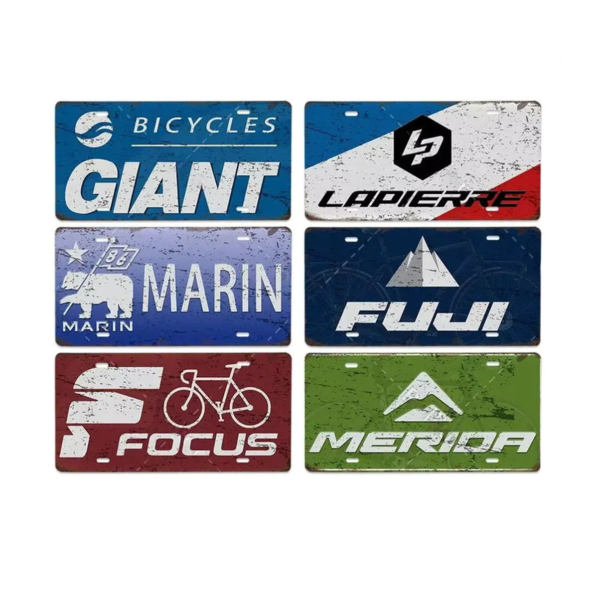 HELLOYOUNG Vintage-Fahrradmarkenschild aus Metall, mehrfarbiges dekoratives Metallschild im Hochformat, B/H: 30 x 30 x 0,6 cm - Bild 1