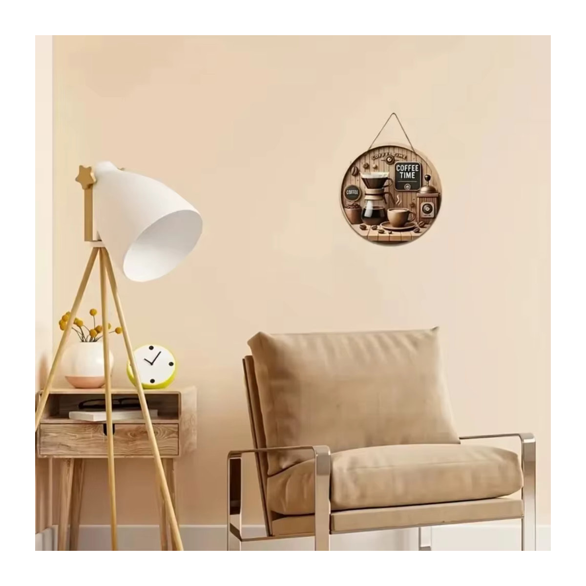 HELLOYOUNG Vintage Kaffeemaschinen-Wandschild aus Holz in Braun zur Wandmontage - Bild 4