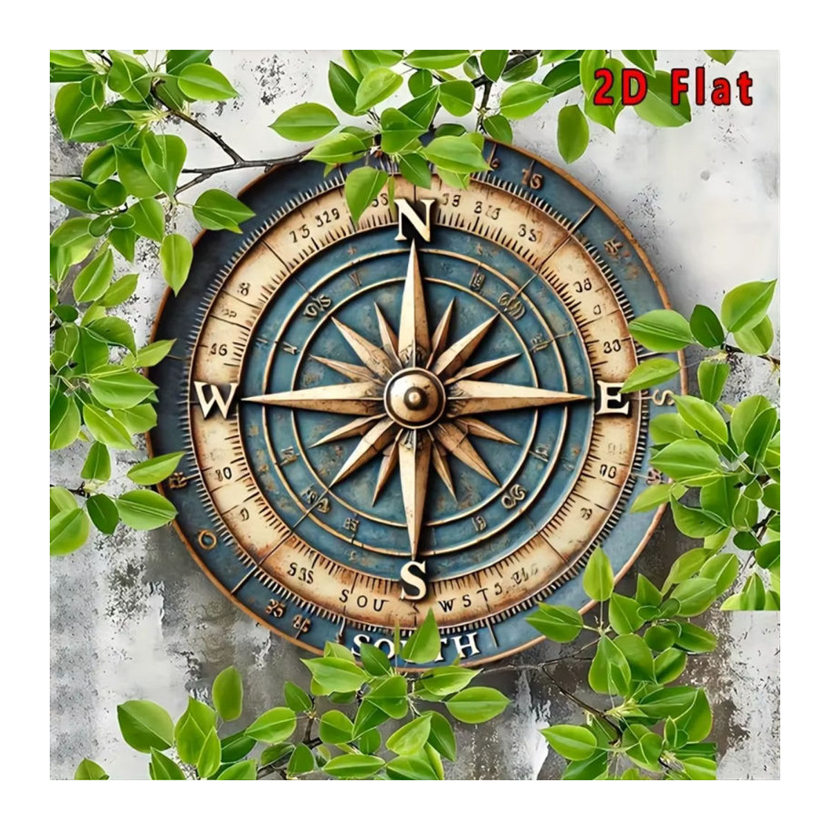 HELLOYOUNG Vintage-Kompass-Wandschild aus Metall, rund, mehrfarbig, Durchmesser: 20,3 cm - Bild 4
