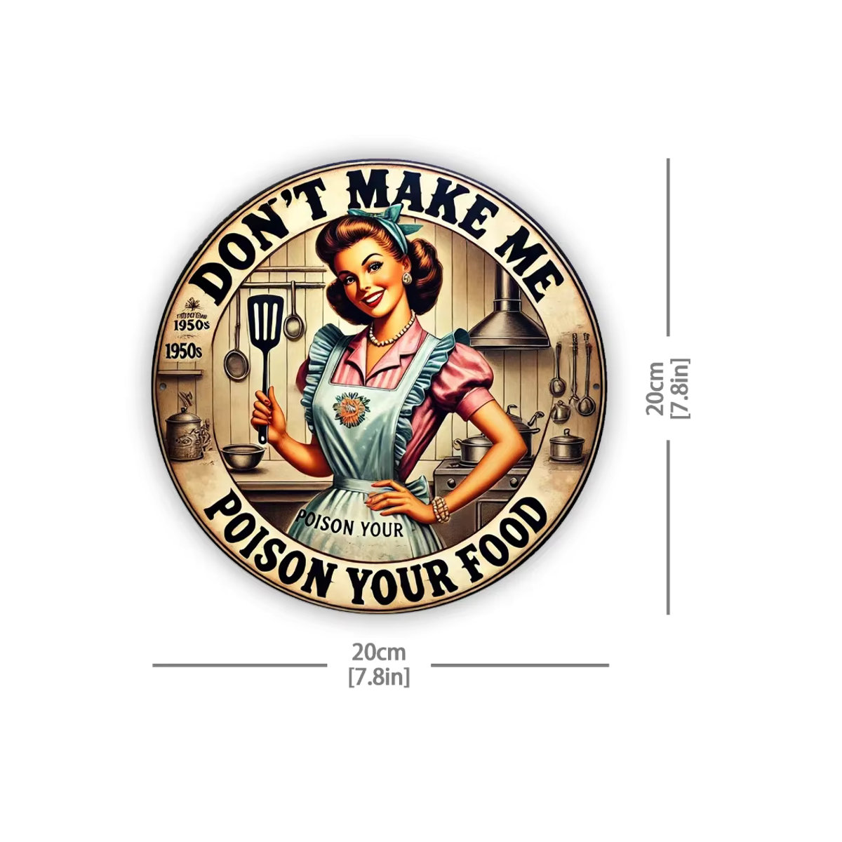 HELLOYOUNG Vintage-Küchenschild Let Me Poison Your Food aus Metall, mehrfarbig, B/H: 20 x 20 cm - Bild 2