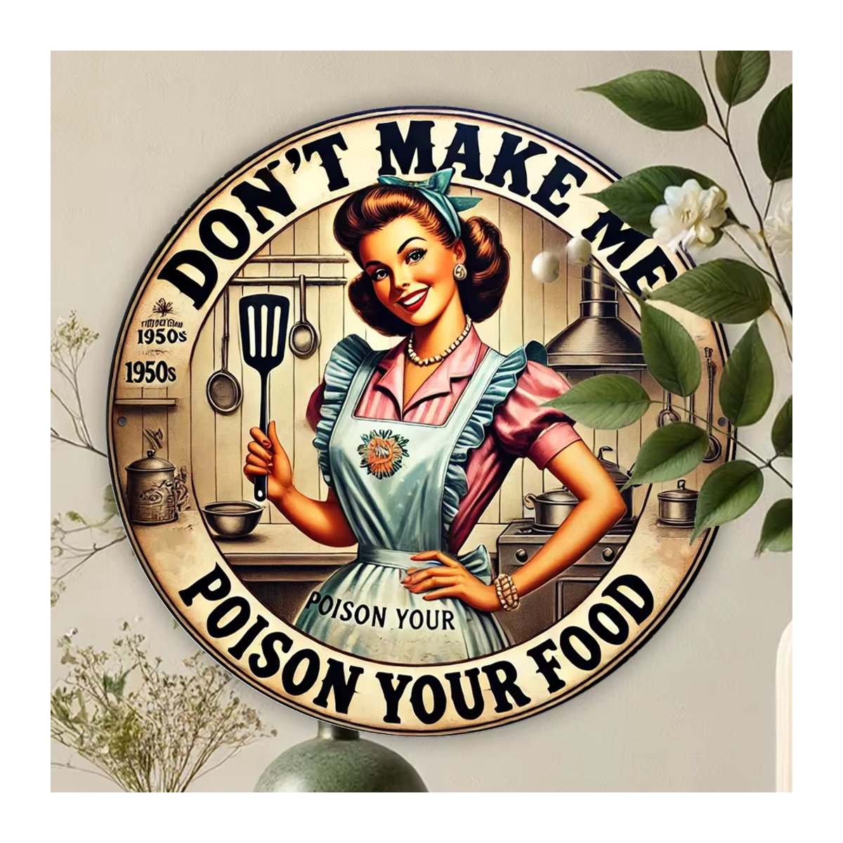 HELLOYOUNG Vintage-Küchenschild Let Me Poison Your Food aus Metall, mehrfarbig, B/H: 20 x 20 cm - Bild 3