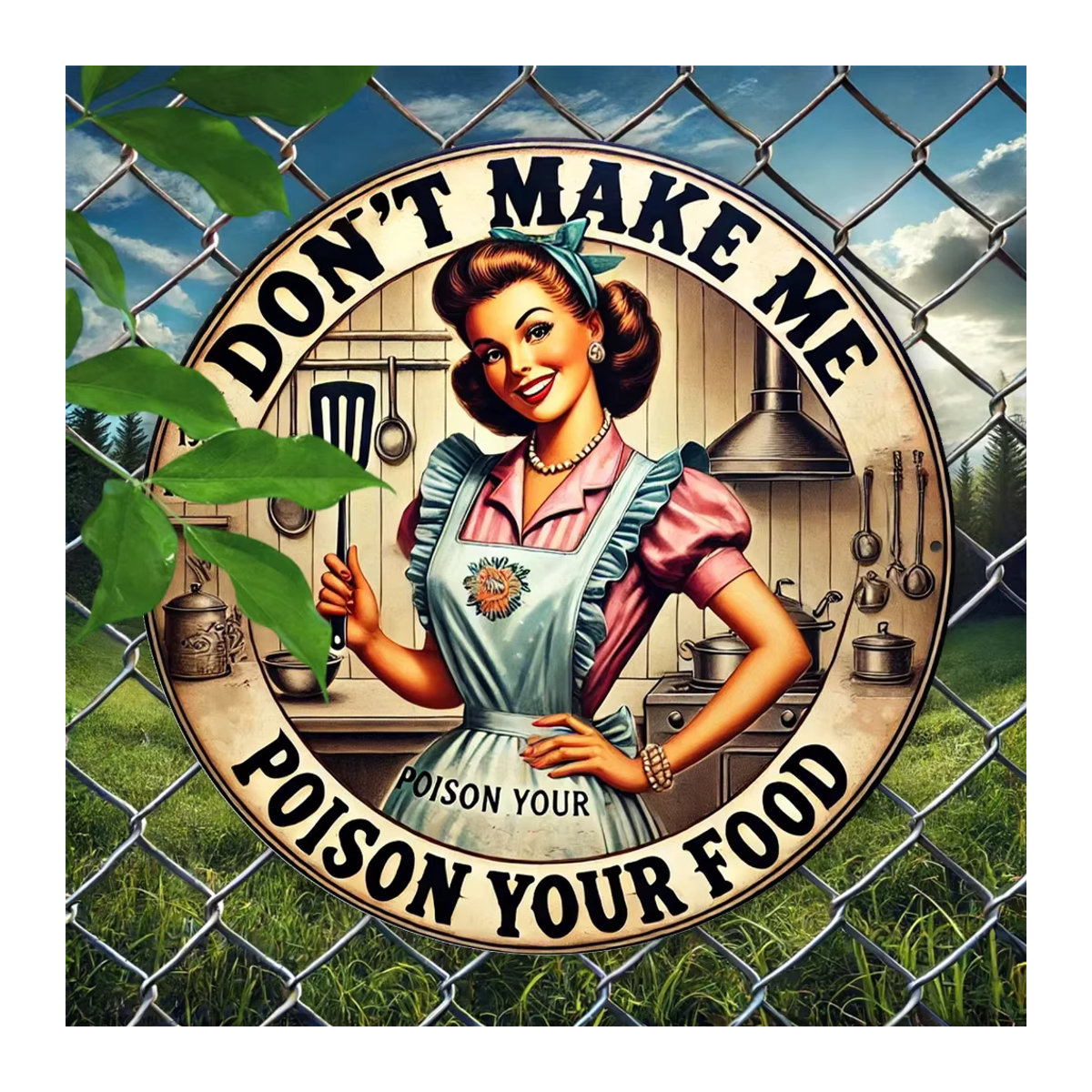 HELLOYOUNG Vintage-Küchenschild Let Me Poison Your Food aus Metall, mehrfarbig, B/H: 20 x 20 cm - Bild 4