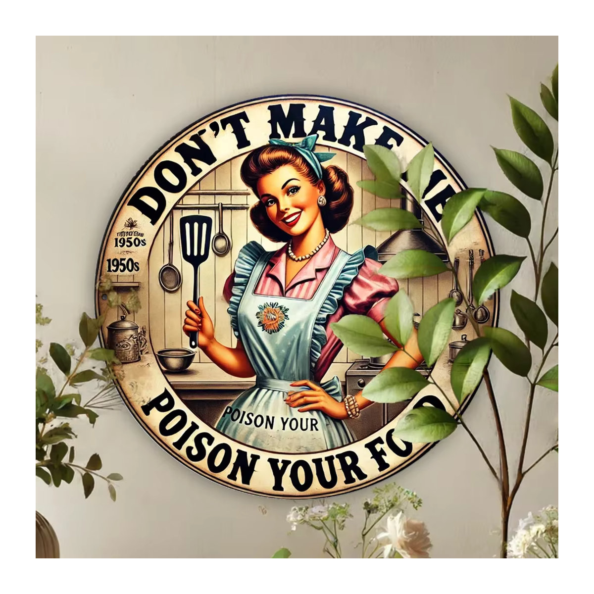 HELLOYOUNG Vintage-Küchenschild Let Me Poison Your Food aus Metall, mehrfarbig, B/H: 20 x 20 cm - Bild 5