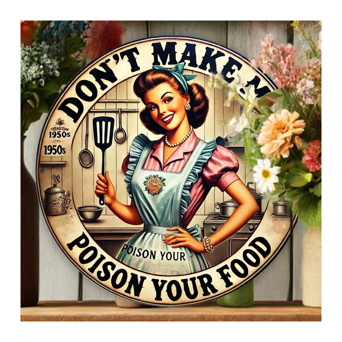 HELLOYOUNG Vintage-Küchenschild Let Me Poison Your Food aus Metall, mehrfarbig, B/H: 20 x 20 cm - Bild 6