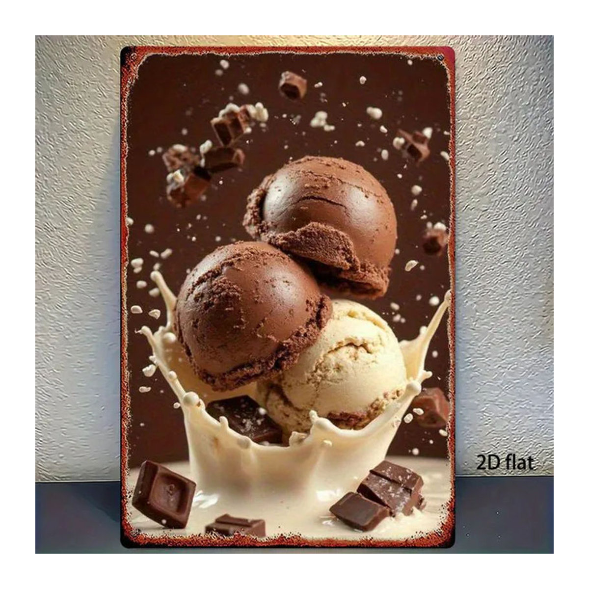 HELLOYOUNG Vintage Metall-Wandkunst Schokoladen-Eiscreme Dekoration, mehrfarbig, B: 30 cm, H: 20 cm - Bild 1