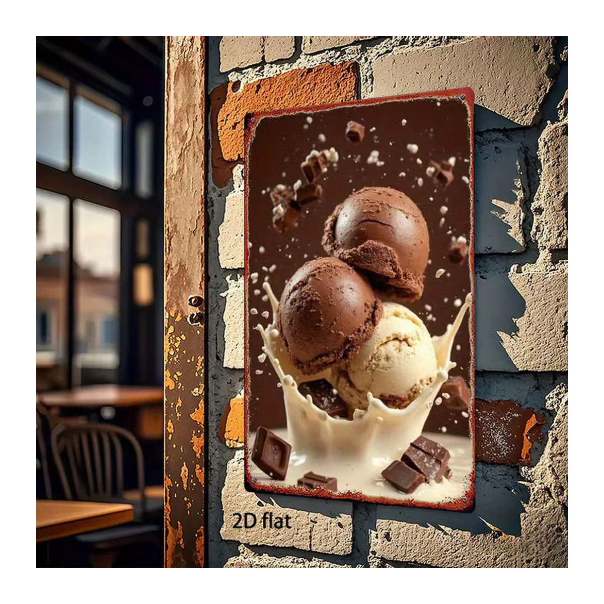 HELLOYOUNG Vintage Metall-Wandkunst Schokoladen-Eiscreme Dekoration, mehrfarbig, B: 30 cm, H: 20 cm - Bild 5
