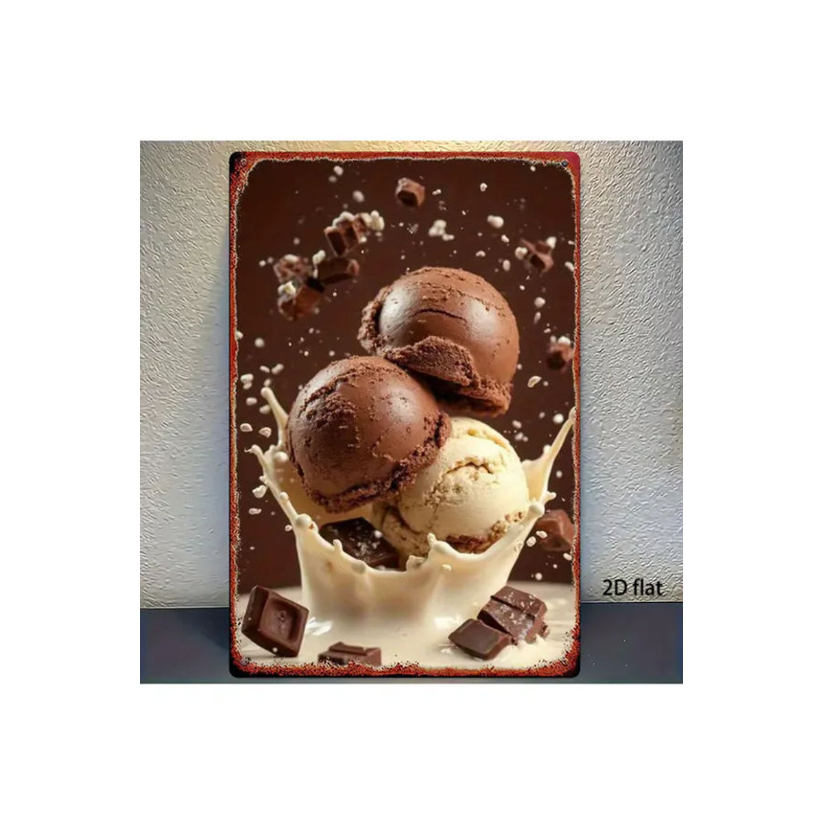 HELLOYOUNG Vintage Metall-Wandkunst Schokoladen-Eiscreme Dekoration, mehrfarbig, B: 30 cm, H: 20 cm - Bild 7