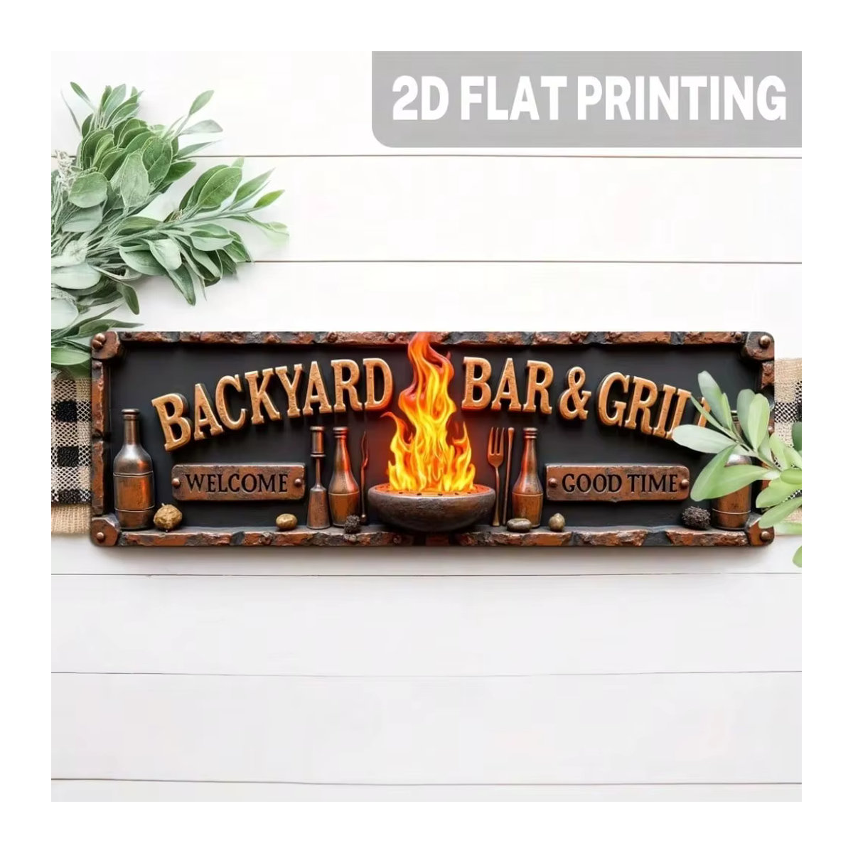 HELLOYOUNG Vintage Metall-Wandschild Welcome Good Time in Schwarz, Rustikale Aluminium-Dekoration für Bar und Grill, Rechteckig, B: 40 cm, H: 40 cm - Bild 2