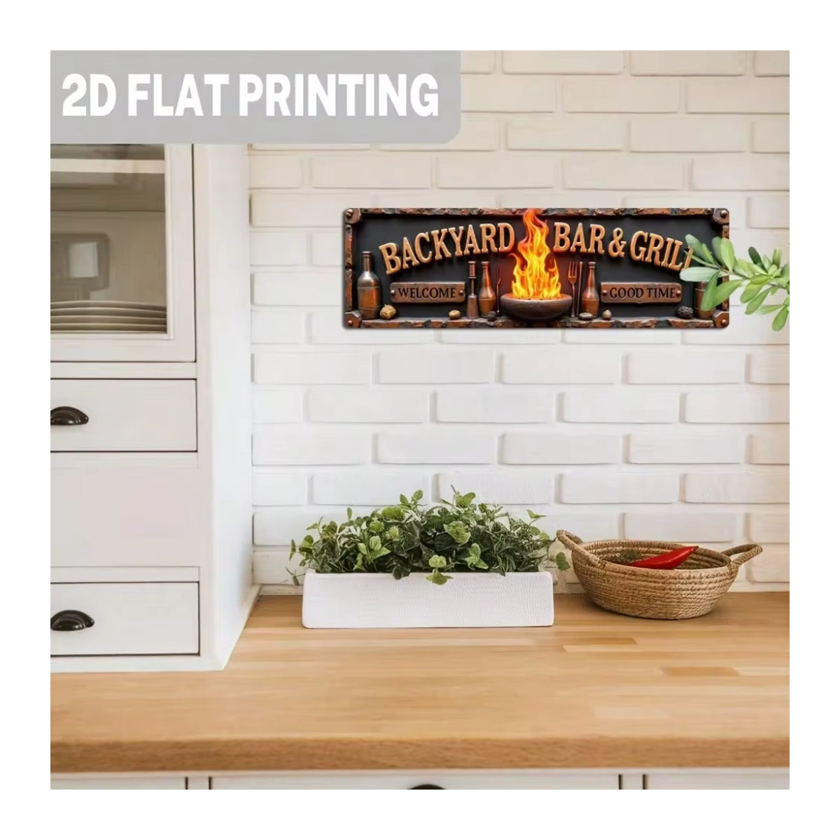 HELLOYOUNG Vintage Metall-Wandschild Welcome Good Time in Schwarz, Rustikale Aluminium-Dekoration für Bar und Grill, Rechteckig, B: 40 cm, H: 40 cm - Bild 5