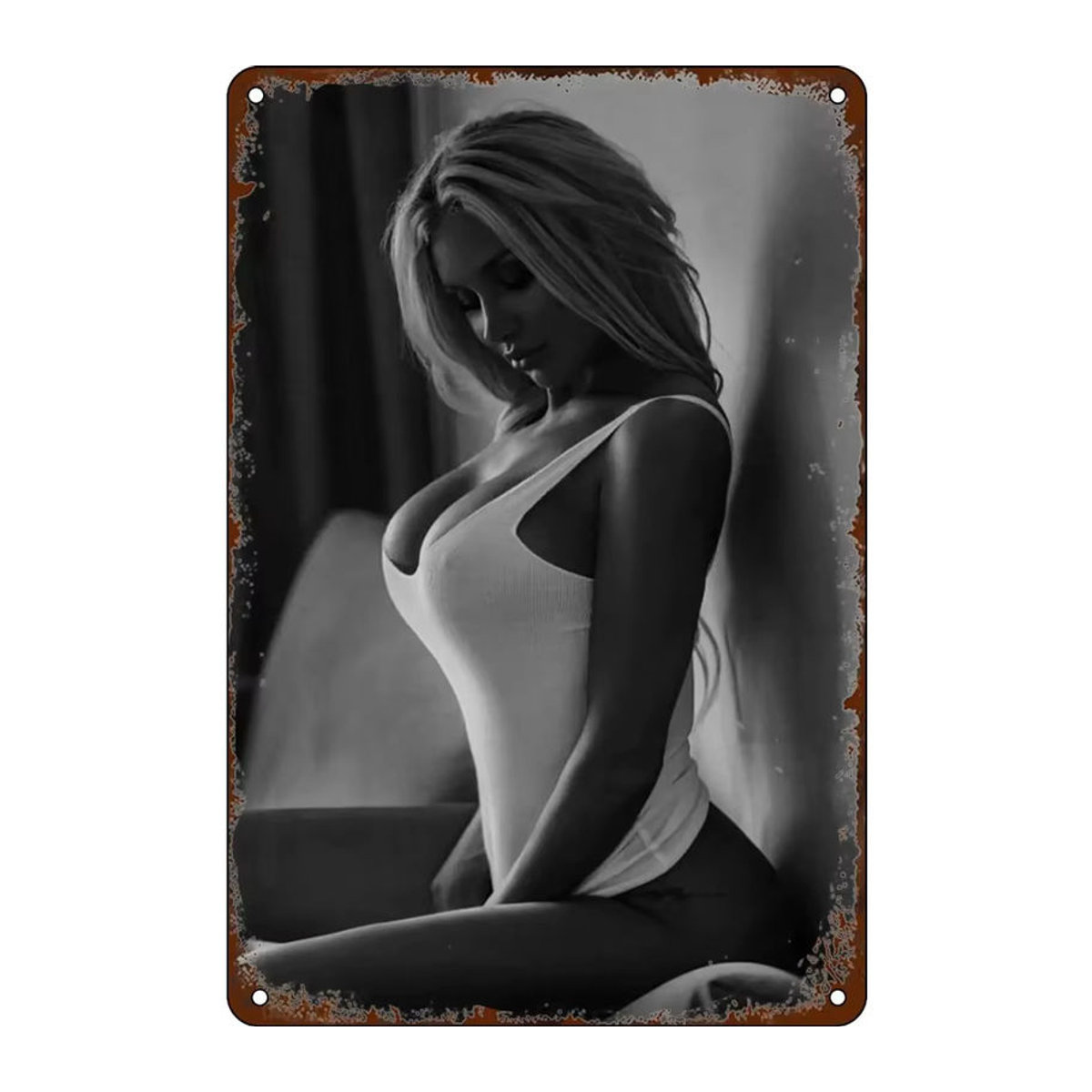 HELLOYOUNG Vintage Pin Up Girl Metallblechschild Schwarz als Retro Wandkunst Poster für deine Dekoration, B/H: 30 x 20 cm - Bild 2