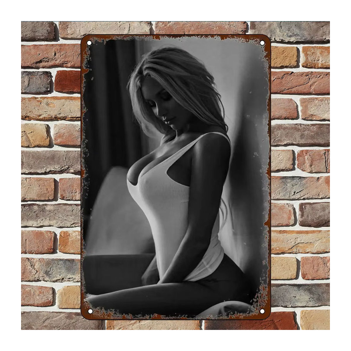 HELLOYOUNG Vintage Pin Up Girl Metallblechschild Schwarz als Retro Wandkunst Poster für deine Dekoration, B/H: 30 x 20 cm - Bild 5