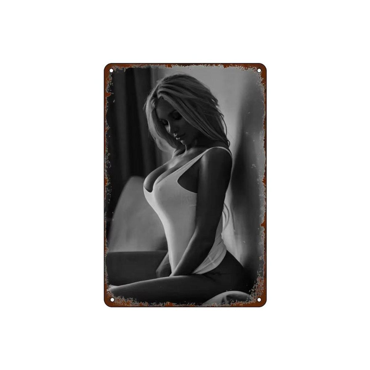 HELLOYOUNG Vintage Pin Up Girl Metallblechschild Schwarz als Retro Wandkunst Poster für deine Dekoration, B/H: 30 x 20 cm - Bild 6