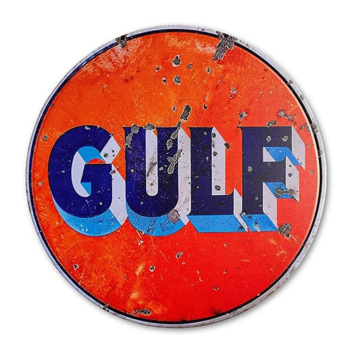 HELLOYOUNG Vintage Retro Metallblechschild rund in Orange zur Wanddekoration - Bild 1