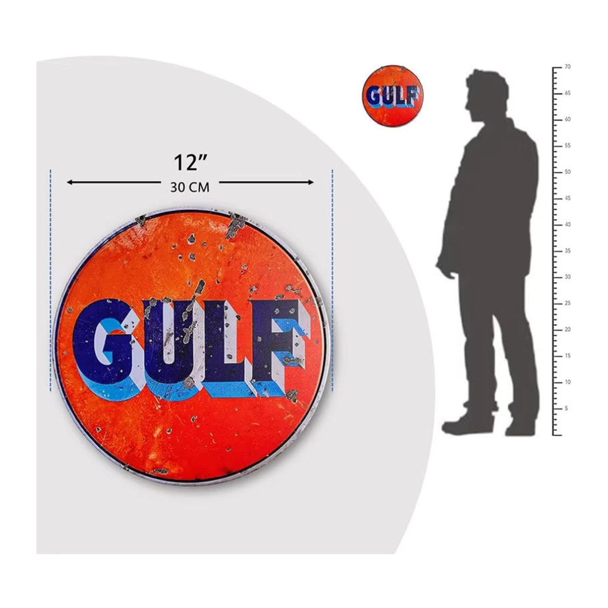 HELLOYOUNG Vintage Retro Metallblechschild rund in Orange zur Wanddekoration - Bild 2