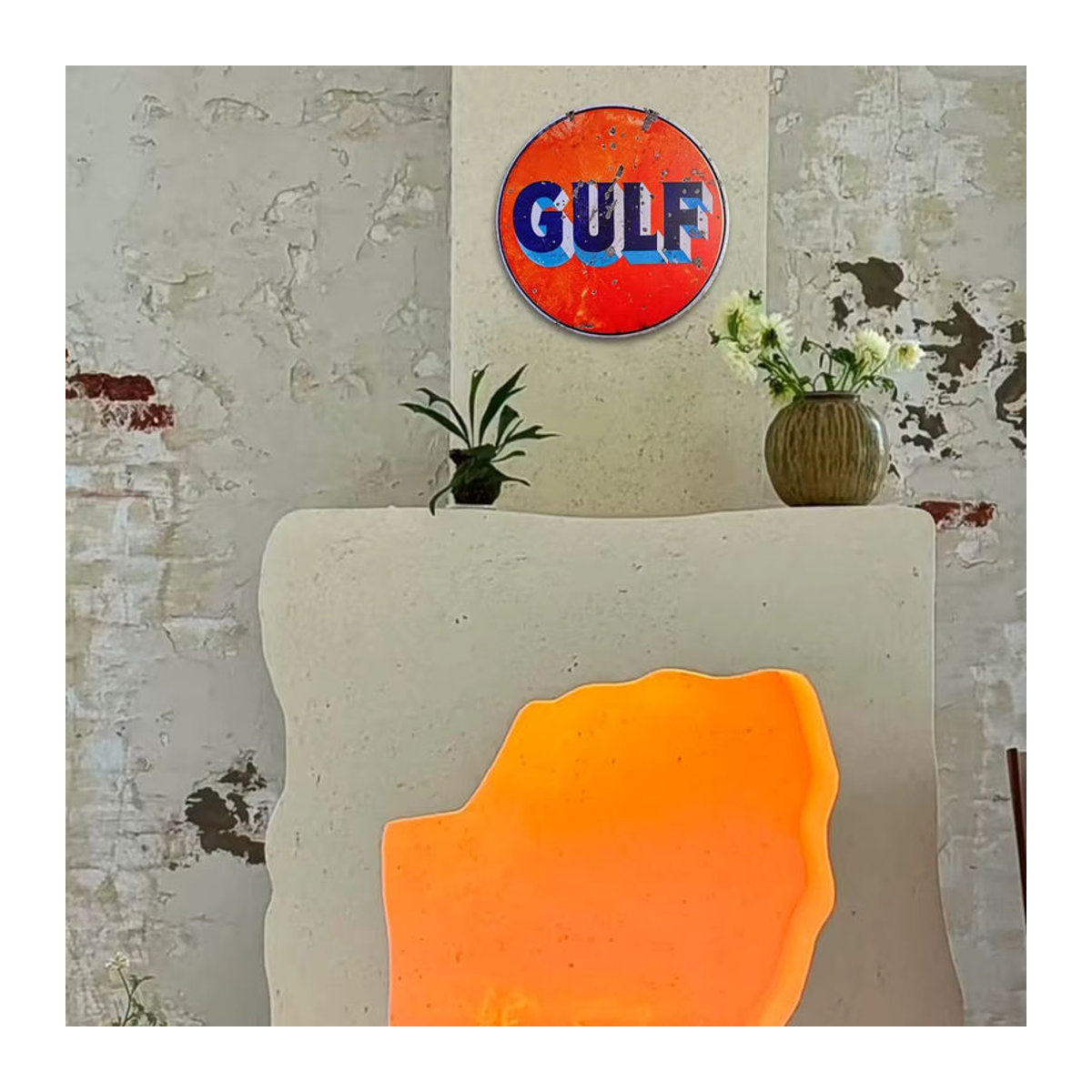 HELLOYOUNG Vintage Retro Metallblechschild rund in Orange zur Wanddekoration - Bild 6