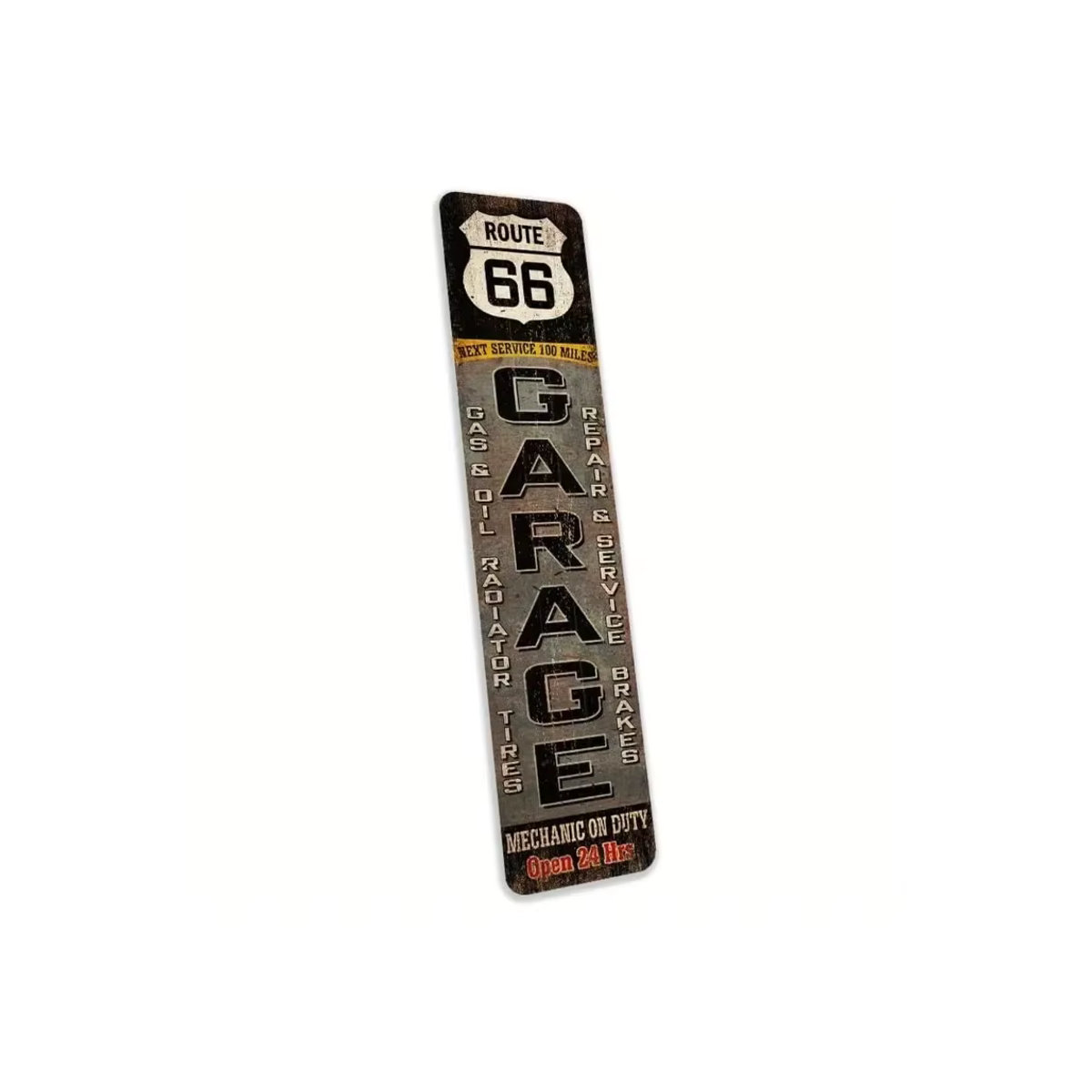 HELLOYOUNG Vintage Route 66 Metall-Garagenschild mit Mechaniker-Motiv, mehrfarbige Wanddekoration im Querformat, B: 40 cm, H: 40 cm - Bild 2