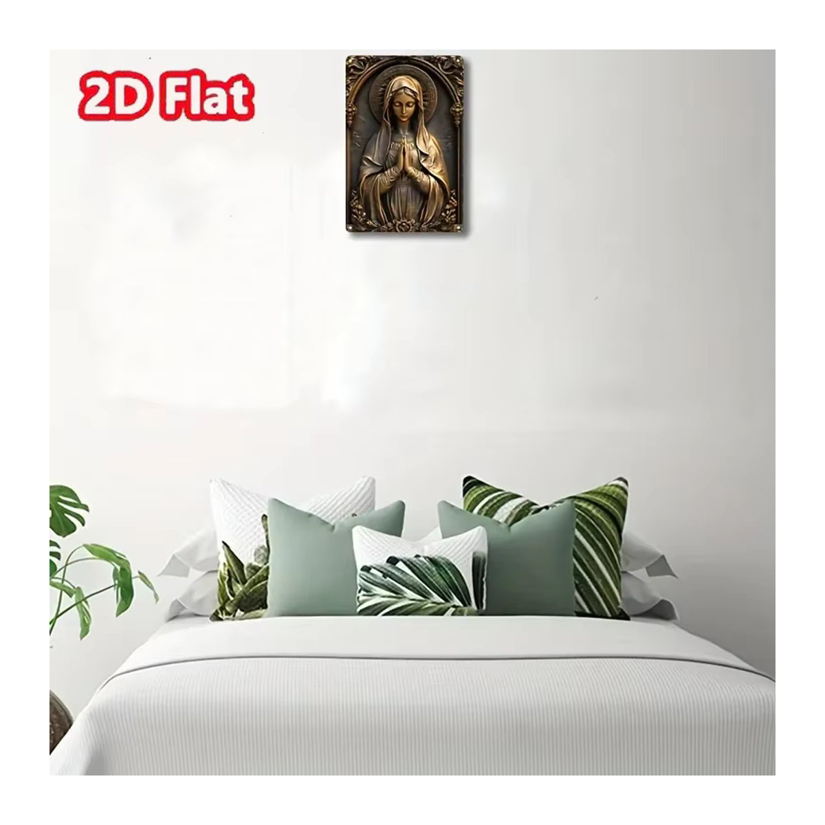 HELLOYOUNG Vintage Wandbild Virgin Mary aus Metall in Bronze und Gold, quadratisches Aluminium-Schild für die Wandmontage, B/H: 30 x 30 cm - Bild 3