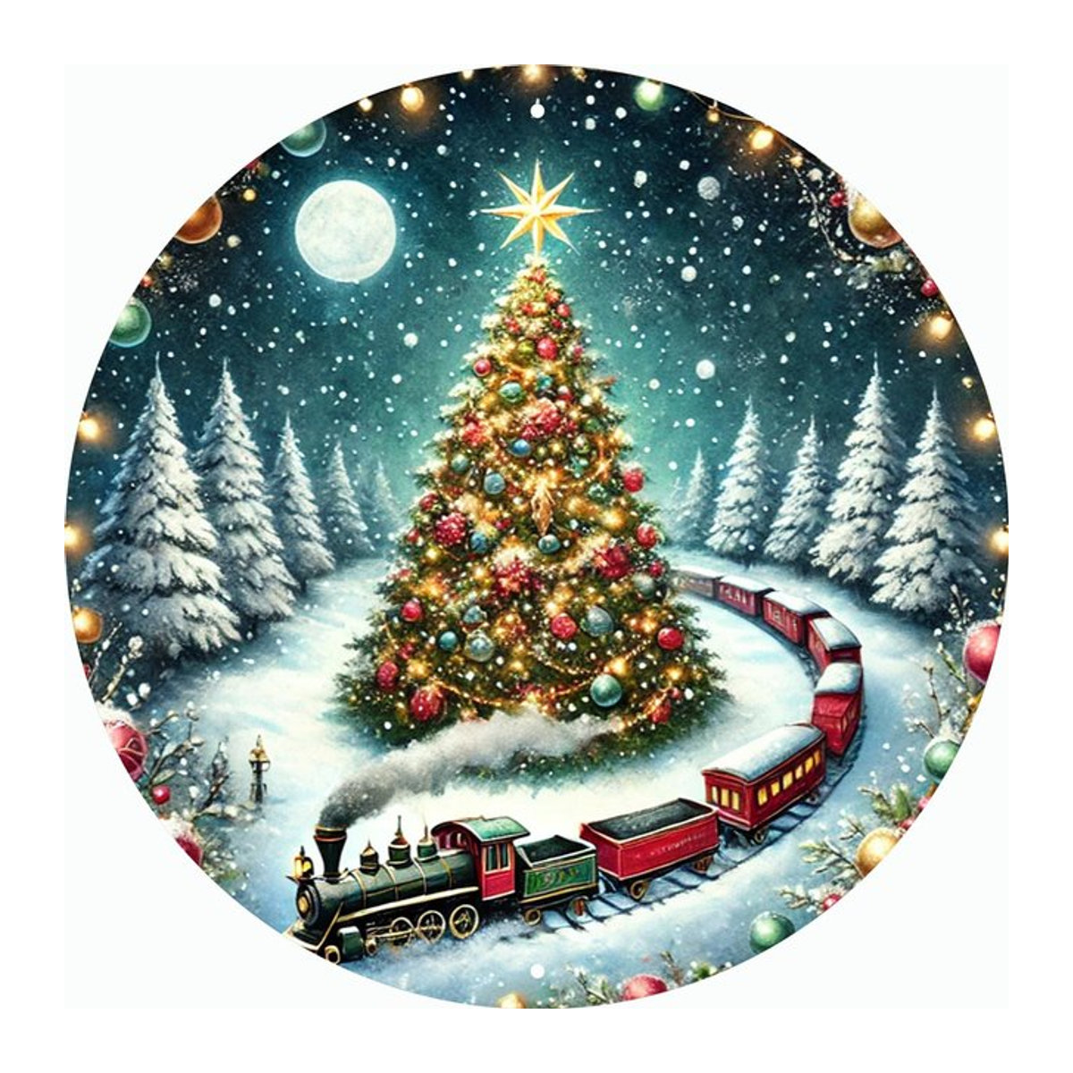 HELLOYOUNG Vintage-Wanddekoration aus Metall, rundes Etikett in Mehrfarbig für Innen und Außen, Weihnachtsdekoration - Bild 1