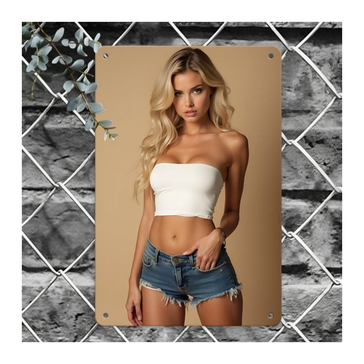 HELLOYOUNG Vintage-Wandkunst aus Metall in Beige – Elegantes Damen-Design als hängende Wanddekoration, 30 x 30 cm - Bild 1