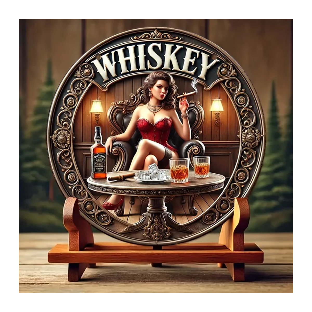 HELLOYOUNG Vintage Whisky Metallschild rund mehrfarbig - Bild 1