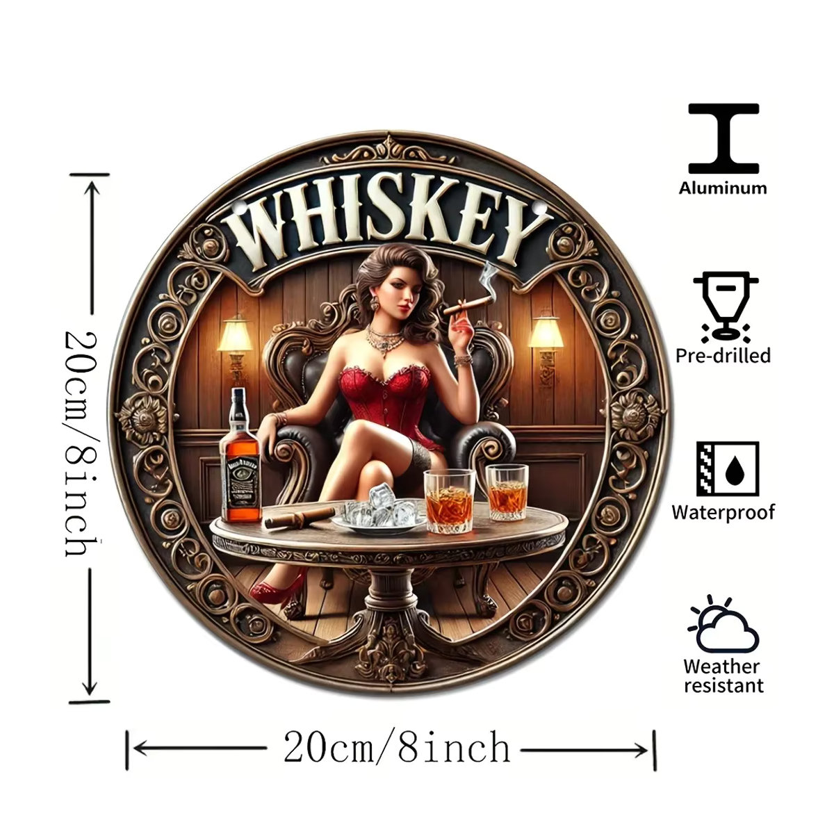HELLOYOUNG Vintage Whisky Metallschild rund mehrfarbig - Bild 2
