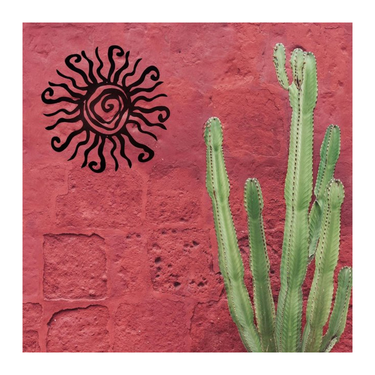 HELLOYOUNG Wacky Sun Metall-Wandkunst Schwarz, Wandmontiertes Kunstwerk für Garten und Haus, Durchmesser: 45,72 cm - Bild 1