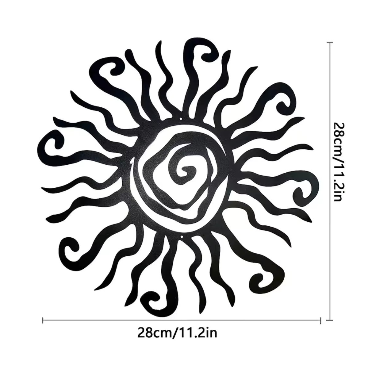 HELLOYOUNG Wacky Sun Metall-Wandkunst Schwarz, Wandmontiertes Kunstwerk für Garten und Haus, Durchmesser: 45,72 cm - Bild 2