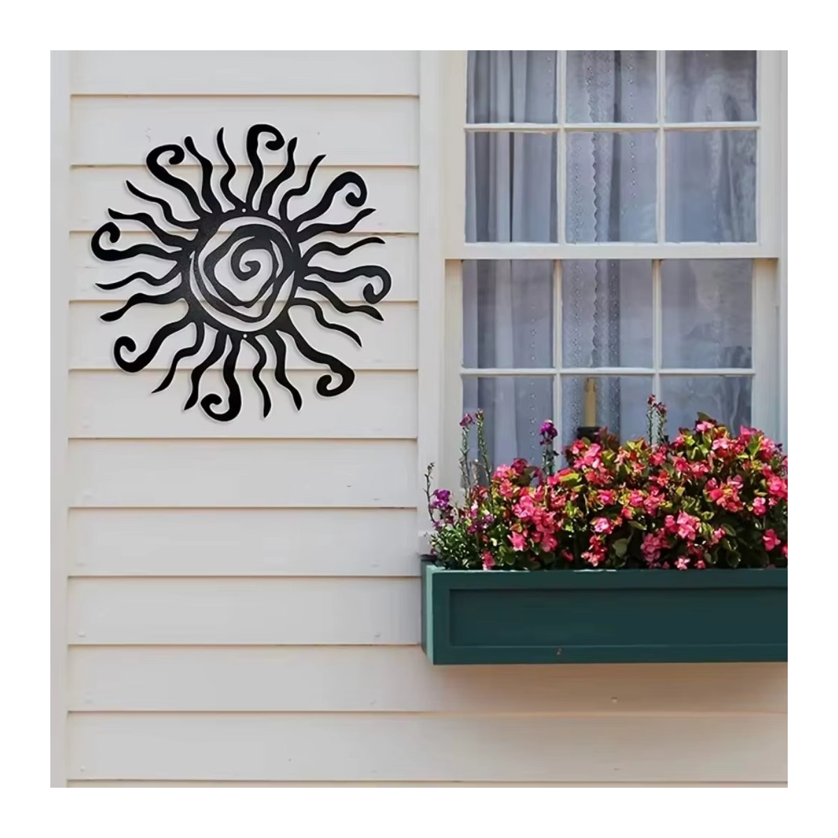 HELLOYOUNG Wacky Sun Metall-Wandkunst Schwarz, Wandmontiertes Kunstwerk für Garten und Haus, Durchmesser: 45,72 cm - Bild 3