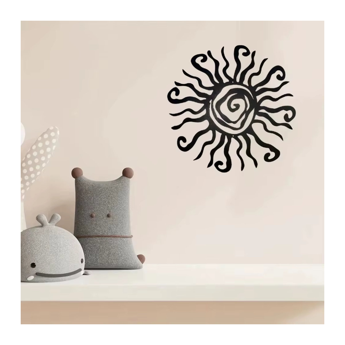 HELLOYOUNG Wacky Sun Metall-Wandkunst Schwarz, Wandmontiertes Kunstwerk für Garten und Haus, Durchmesser: 45,72 cm - Bild 5