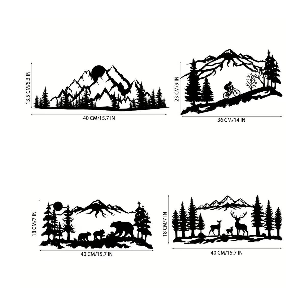HELLOYOUNG Wandbild aus Metall in Schwarz mit minimalistischer Gebirgs-Landschaft im Querformat - Bild 2