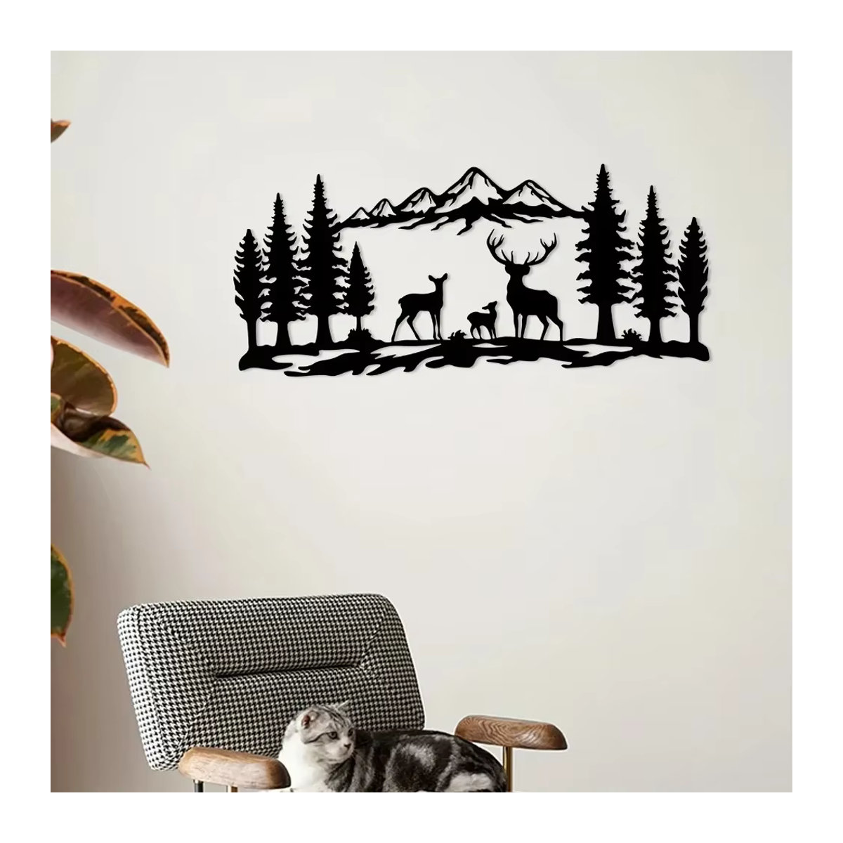 HELLOYOUNG Wandbild aus Metall in Schwarz mit minimalistischer Gebirgs-Landschaft im Querformat - Bild 3