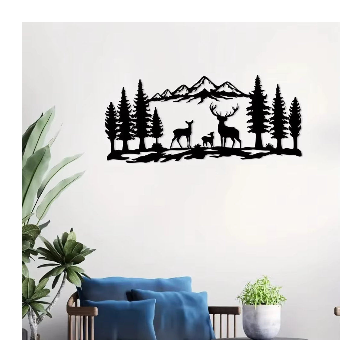 HELLOYOUNG Wandbild aus Metall in Schwarz mit minimalistischer Gebirgs-Landschaft im Querformat - Bild 6