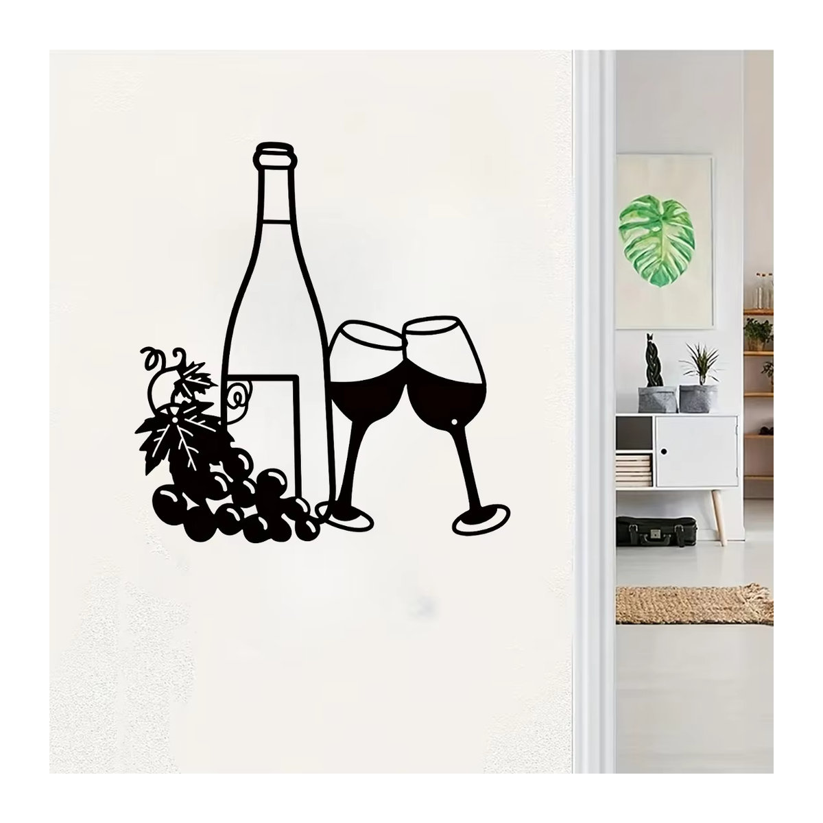 HELLOYOUNG Wanddekoration aus Metall für Weinflaschen und Gläser in Schwarz, minimalistisches Design für Innen- und Außenbereich - Bild 5