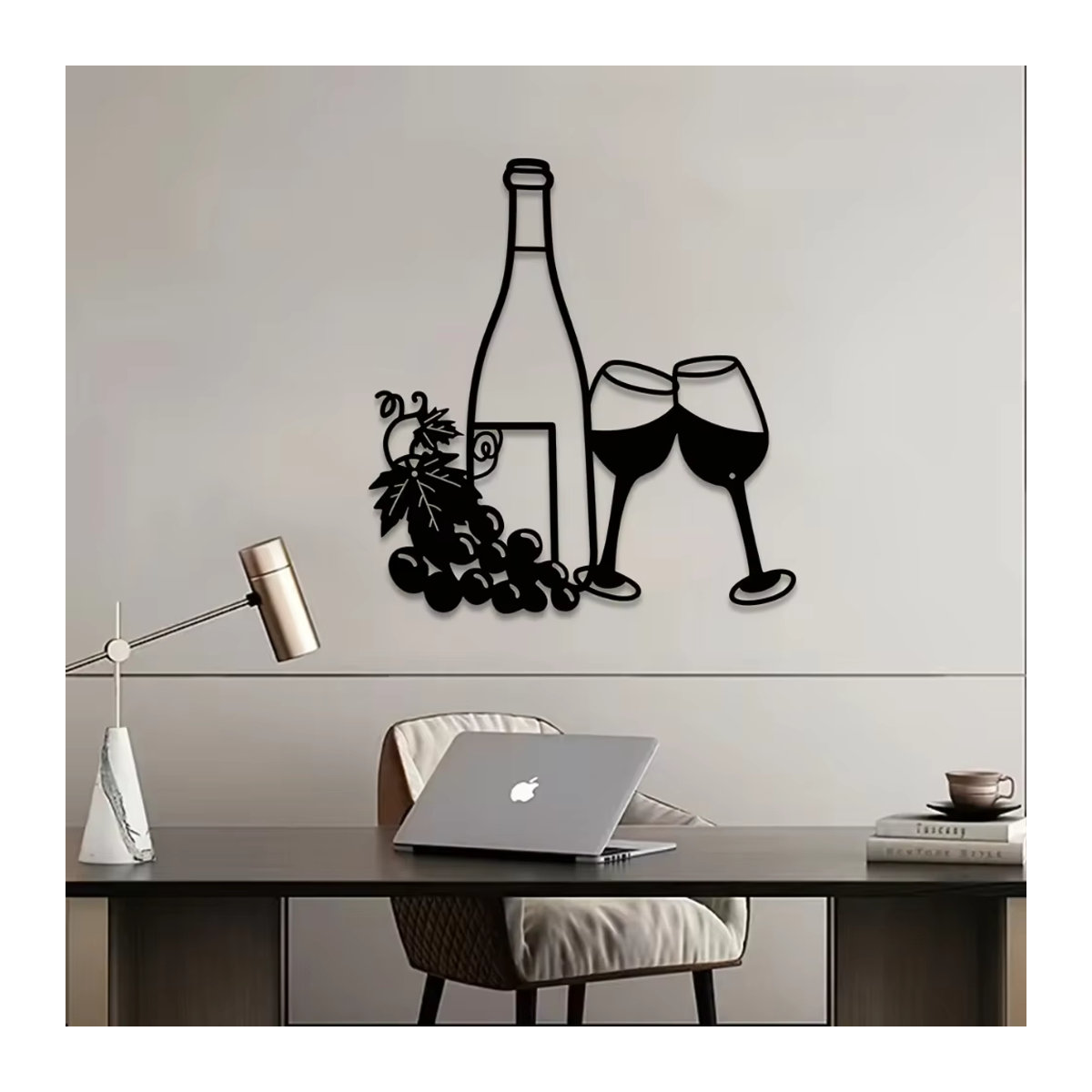 HELLOYOUNG Wanddekoration aus Metall für Weinflaschen und Gläser in Schwarz, minimalistisches Design für Innen- und Außenbereich - Bild 6