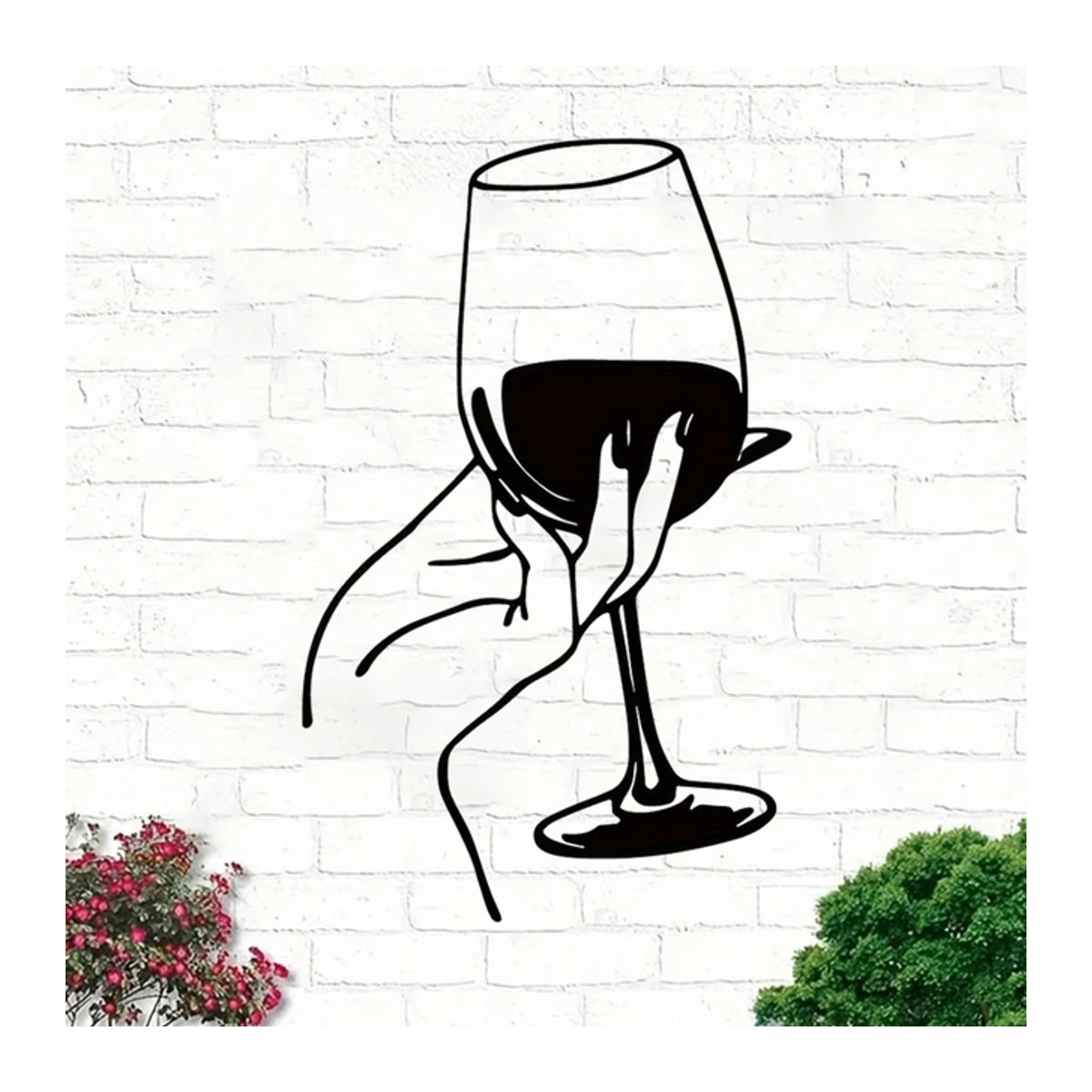 HELLOYOUNG Wanddekoration aus Metall für Weinliebhaberinnen in Schwarz mit minimalistischem Design - Bild 1