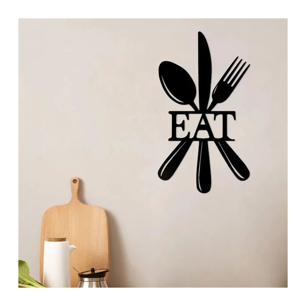 HELLOYOUNG Wanddekoration aus Metall in Schwarz im Landhausstil mit Besteck-Motiv für Küche und Restaurant - Bild 1