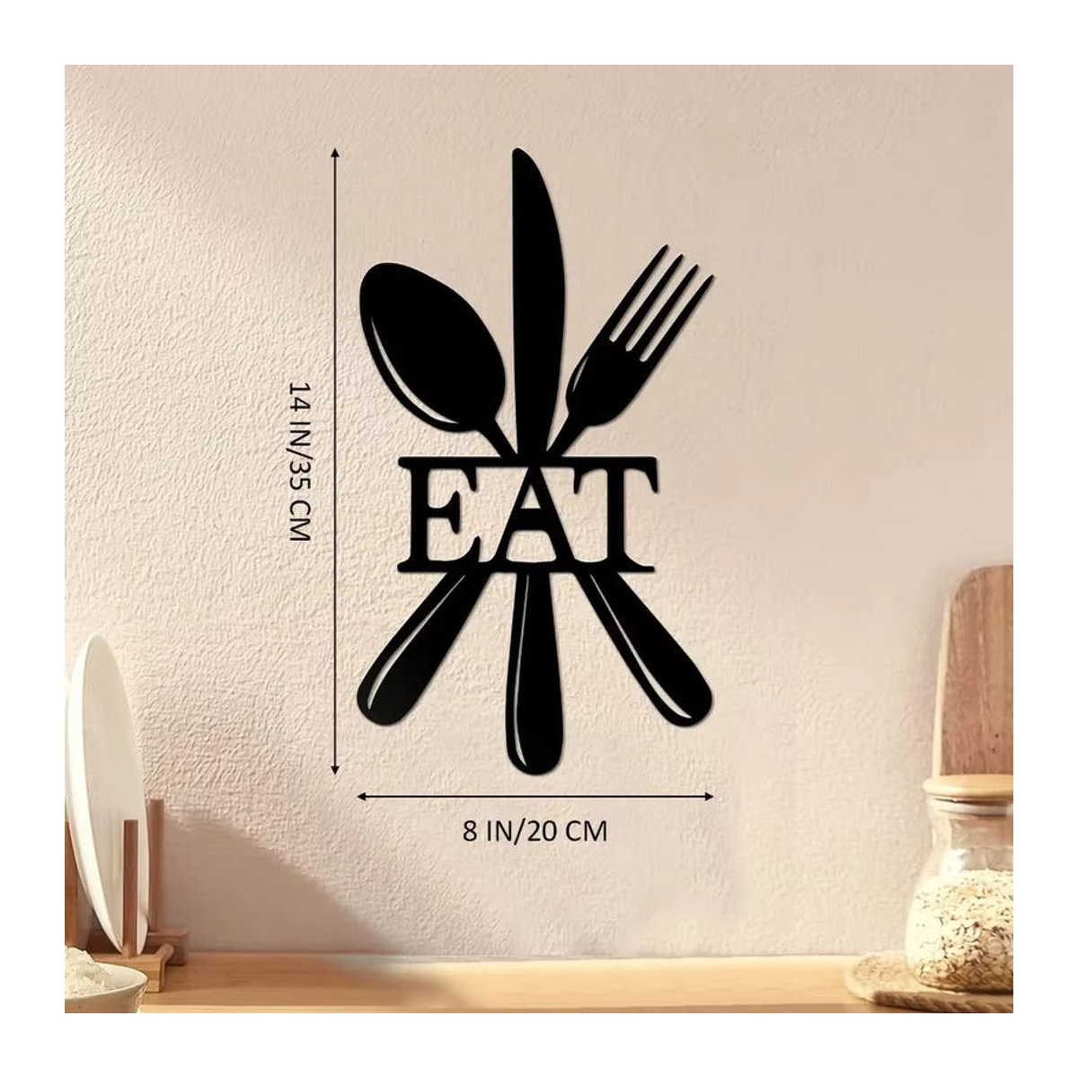 HELLOYOUNG Wanddekoration aus Metall in Schwarz im Landhausstil mit Besteck-Motiv für Küche und Restaurant - Bild 2