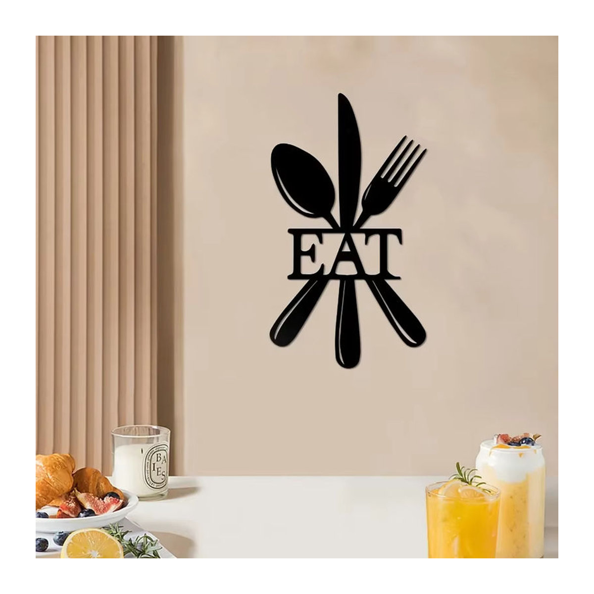 HELLOYOUNG Wanddekoration aus Metall in Schwarz im Landhausstil mit Besteck-Motiv für Küche und Restaurant - Bild 5