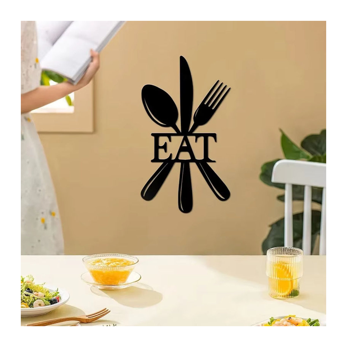 HELLOYOUNG Wanddekoration aus Metall in Schwarz im Landhausstil mit Besteck-Motiv für Küche und Restaurant - Bild 6