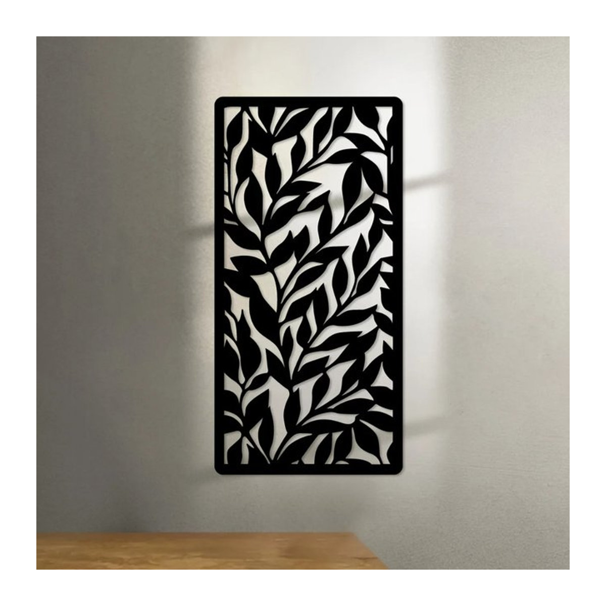 HELLOYOUNG Wanddekoration aus Metall in Schwarz mit floralem Blätter-Design für Innen- und Außenbereiche - Bild 1